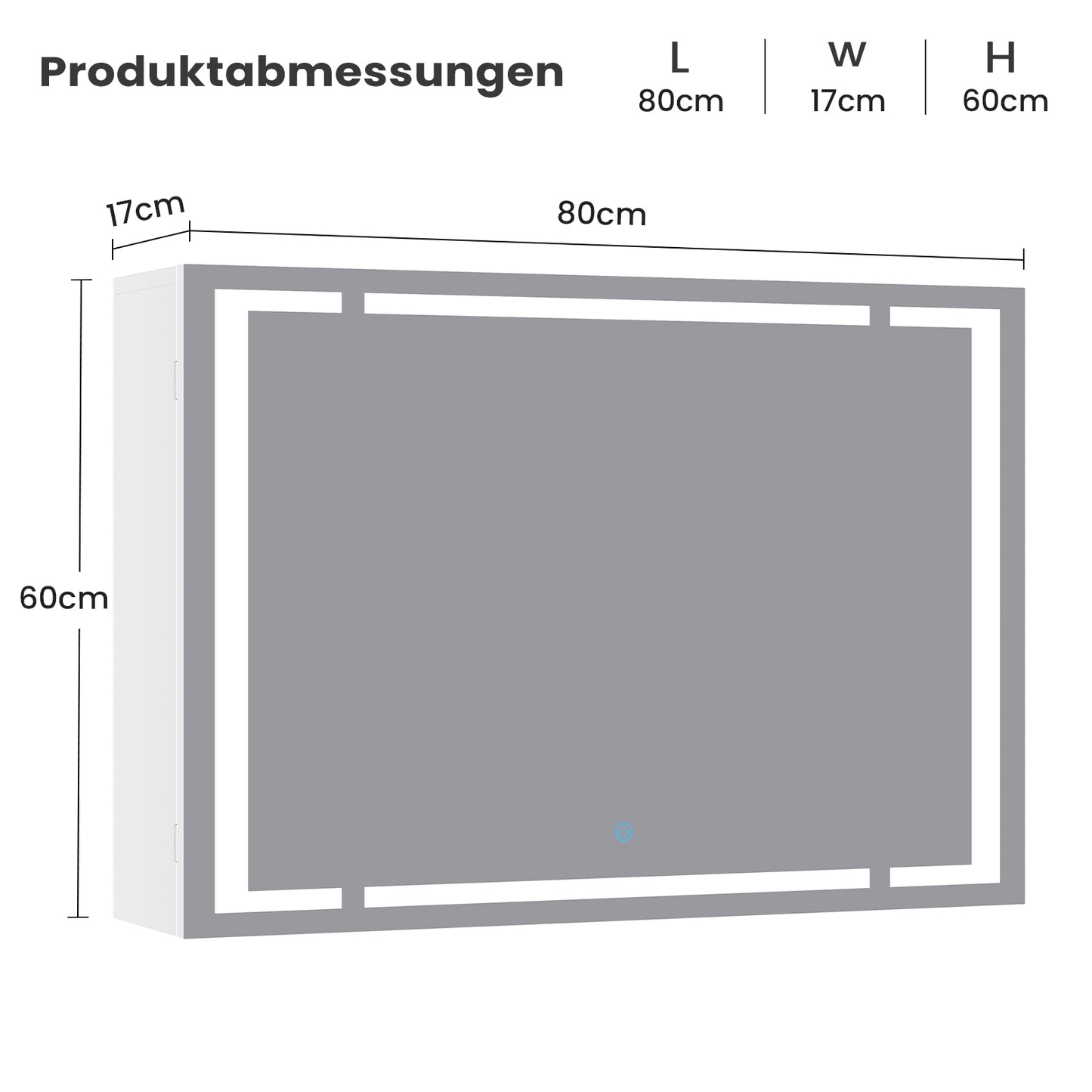 AOGLLATI Spiegelschrank Bad mit LED Beleuchtung & Steckdose 80x60x17 cm Badezimmer Spiegelschrank mit 3 Farben Dimmbar & HD Spiegel