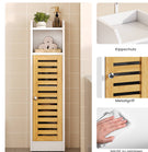 AOGLLATI Badezimmerschrank Toilettenschrank mit 2 offenen Fächern & Verstellbare Ablagen Badschrank schmal mit Bambustür Badregal
