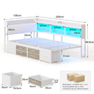 AOGLLATI Polsterbett Schlafsofa 90x200 mit 6 Staufächern & 6 Schubladen mit LED-Beleuchtung Tagesbett mit Gepolstertem Kopfteil