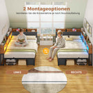 AOGLLATI Polsterbett Schlafsofa 140x200 mit Stauraum Jugendbett mit 6 Staufächern & 6 Schubladen Bett mit LED-Beleuchtung & Ladestation Gepolstertem Kopfteil