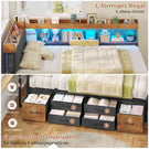 AOGLLATI Polsterbett Schlafsofa 140x200 mit Stauraum Jugendbett mit 6 Staufächern & 6 Schubladen Bett mit LED-Beleuchtung & Ladestation Gepolstertem Kopfteil