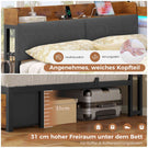 AOGLLATI Polsterbett Schlafsofa 140x200 mit Stauraum Jugendbett mit 6 Staufächern & 6 Schubladen Bett mit LED-Beleuchtung & Ladestation Gepolstertem Kopfteil