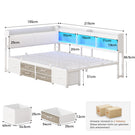 AOGLLATI Polsterbett Schlafsofa 140x200 mit Stauraum Jugendbett mit 6 Staufächern & 6 Schubladen Bett mit LED-Beleuchtung & Ladestation Gepolstertem Kopfteil
