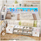 AOGLLATI Polsterbett Schlafsofa 140x200 mit Stauraum Jugendbett mit 6 Staufächern & 6 Schubladen Bett mit LED-Beleuchtung & Ladestation Gepolstertem Kopfteil