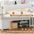 AOGLLATI Polsterbett Schlafsofa 140x200 mit Stauraum Jugendbett mit 6 Staufächern & 6 Schubladen Bett mit LED-Beleuchtung & Ladestation Gepolstertem Kopfteil