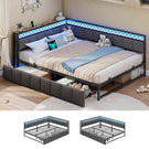 AOGLLATI Polsterbett Schlafsofa 140x200 mit USB-Steckdosen und LED-Beleuchtung Jugendbett 2 Schubladen