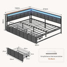 AOGLLATI Polsterbett Schlafsofa 140x200 mit USB-Steckdosen und LED-Beleuchtung Jugendbett 2 Schubladen