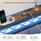 AOGLLATI Polsterbett Schlafsofa 140x200 mit USB-Steckdosen und LED-Beleuchtung Jugendbett 2 Schubladen