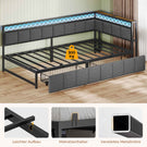 AOGLLATI Polsterbett Schlafsofa 90x200 mit USB-Steckdosen und LED-Beleuchtung Jugendbett 90x200 mit 2 Schubladen mit Lattenrost