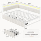 AOGLLATI Polsterbett Schlafsofa 140x200 mit USB-Steckdosen und LED-Beleuchtung Jugendbett 2 Schubladen