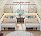 AOGLLATI Polsterbett Schlafsofa 90x200 mit USB-Steckdosen und LED-Beleuchtung Jugendbett 90x200 mit 2 Schubladen mit Lattenrost