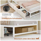 AOGLLATI Polsterbett Schlafsofa 90x200 mit USB-Steckdosen und LED-Beleuchtung Jugendbett 90x200 mit 2 Schubladen mit Lattenrost