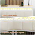 AOGLLATI Polsterbett Schlafsofa 90x200 mit USB-Steckdosen und LED-Beleuchtung Jugendbett 90x200 mit 2 Schubladen mit Lattenrost