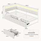AOGLLATI Polsterbett Schlafsofa 90x200 mit USB-Steckdosen und LED-Beleuchtung Jugendbett 90x200 mit 2 Schubladen mit Lattenrost