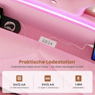 AOGLLATI Kinderbett 90x200, Polsterbett mit Krone-Design, Ladestation & LED-Beleuchtung