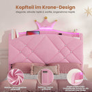 AOGLLATI Kinderbett 90x200, Polsterbett mit Krone-Design, Ladestation & LED-Beleuchtung