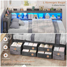 AOGLLATI Polsterbett Schlafsofa 90x200 mit 6 Staufächern & 6 Schubladen mit LED-Beleuchtung Tagesbett mit Gepolstertem Kopfteil