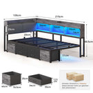 AOGLLATI Polsterbett Schlafsofa 90x200 mit 6 Staufächern & 6 Schubladen mit LED-Beleuchtung Tagesbett mit Gepolstertem Kopfteil
