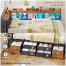 AOGLLATI Polsterbett Schlafsofa 90x200 mit 6 Staufächern & 6 Schubladen mit LED-Beleuchtung Tagesbett mit Gepolstertem Kopfteil