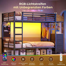 AOGLLATI Hochbett 90x200 Jugendbett mit Treppe und Rausfallschutz Bunk Bed mit LED Beleuchtung und Ladestation