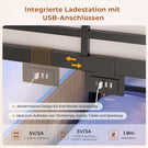 AOGLLATI Hochbett 90x200 Jugendbett mit Treppe und Rausfallschutz Bunk Bed mit LED Beleuchtung und Ladestation
