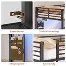 AOGLLATI Hochbett 90x200 Jugendbett mit Treppe und Rausfallschutz Bunk Bed mit LED Beleuchtung und Ladestation