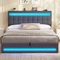 AOGLLATI Polsterbett 160 x 200 mit LED Beleuchtung und Ladestation Bettgestell mit Höhenverstellbares Kopfteil und Stauraum