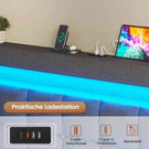 AOGLLATI Polsterbett 160 x 200 mit LED Beleuchtung und Ladestation Bettgestell mit Höhenverstellbares Kopfteil und Stauraum