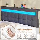 AOGLLATI Polsterbett 160 x 200 mit LED Beleuchtung und Ladestation Bettgestell mit Höhenverstellbares Kopfteil und Stauraum