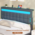 AOGLLATI Polsterbett 160 x 200 mit LED Beleuchtung und Ladestation Bettgestell mit Höhenverstellbares Kopfteil und Stauraum