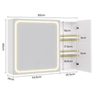 AOGLLATI Spiegelschrank Bad 80 cm breit mit LED-Beleuchtung Badezimmer spiegelschrank mit Verstellbarer Ablage HD-Spiegel