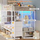 AOGLLATI Hochbett 90x200 Jugendbett mit Treppe und Rausfallschutz Bunk Bed mit LED Beleuchtung und Ladestation
