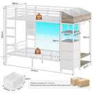 AOGLLATI Hochbett 90x200 Jugendbett mit Treppe und Rausfallschutz Bunk Bed mit LED Beleuchtung und Ladestation