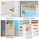 AOGLLATI Hochbett 90x200 Jugendbett mit Treppe und Rausfallschutz Bunk Bed mit LED Beleuchtung und Ladestation