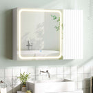 AOGLLATI Spiegelschrank Bad 80 cm breit mit LED-Beleuchtung Badezimmer spiegelschrank mit Verstellbarer Ablage HD-Spiegel