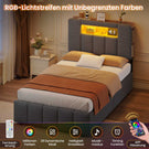 AOGLLATI Bett 90x200 mit Hydraulisch Stauraum  mit LED-Beleuchtung  mit Stauraum Kopfteil Samtstoff