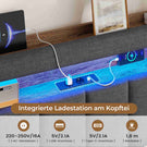 AOGLLATI Bett 90x200 mit Hydraulisch Stauraum  mit LED-Beleuchtung  mit Stauraum Kopfteil Samtstoff