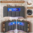 AOGLLATI Bett 90x200 mit Hydraulisch Stauraum  mit LED-Beleuchtung  mit Stauraum Kopfteil Samtstoff
