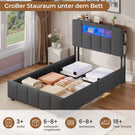 AOGLLATI Bett 90x200 mit Hydraulisch Stauraum  mit LED-Beleuchtung  mit Stauraum Kopfteil Samtstoff