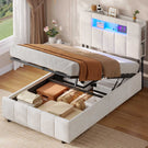 AOGLLATI Bett 90x200 mit Hydraulisch Stauraum  mit LED-Beleuchtung  mit Stauraum Kopfteil Samtstoff