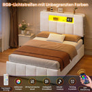 AOGLLATI Bett 90x200 mit Hydraulisch Stauraum  mit LED-Beleuchtung  mit Stauraum Kopfteil Samtstoff