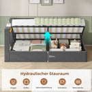 AOGLLATI Polsterbett Schlafsofa 90x200 mit USB-Steckdosen und hydraulischem Stauraum mit LED-Kopfteil & Lattenrost