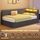 AOGLLATI Polsterbett Schlafsofa 90x200 mit USB-Steckdosen und hydraulischem Stauraum mit LED-Kopfteil & Lattenrost