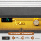 AOGLLATI Polsterbett Schlafsofa 90x200 mit USB-Steckdosen und hydraulischem Stauraum mit LED-Kopfteil & Lattenrost
