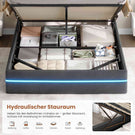 AOGLLATI Bett 140x200 mit Hydraulischem Stauraum Polsterbett Doppelbett mit LED-Kopfteil & Ladestation