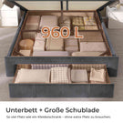 AOGLLATI Polsterbett 160x200 mit Steckdosen und LED-Beleuchtung Höhenverstellbares Kopfteil Hydraulischer Stauraum & Große Schublade