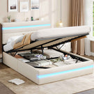 AOGLLATI Bett 140x190 mit Hydraulischem Stauraum Polsterbett Doppelbett mit LED-Kopfteil & Ladestation Jugendbett mit Lattenrost