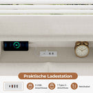 AOGLLATI Polsterbett Schlafsofa 90x200 mit USB-Steckdosen und hydraulischem Stauraum mit LED-Kopfteil & Lattenrost