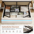AOGLLATI Bett 140x200 mit Hydraulischem Stauraum Polsterbett Doppelbett mit LED-Kopfteil & Ladestation