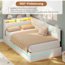 AOGLLATI Polsterbett Schlafsofa 90x200 mit USB-Steckdosen und hydraulischem Stauraum mit LED-Kopfteil & Lattenrost